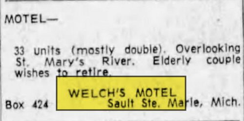 Welchs Motel - Jul 13 1964 Article (newer photo)